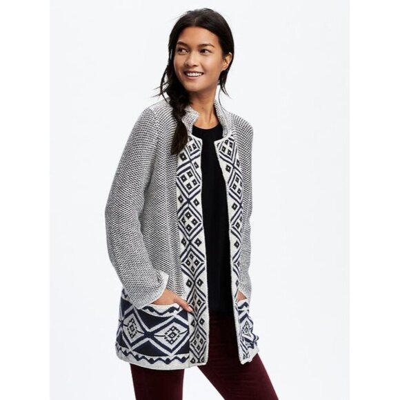 Old Navy Sweaters - Y Old Navy Jacquard Fair Isle Winter Open Front Long Cozy Cardigan